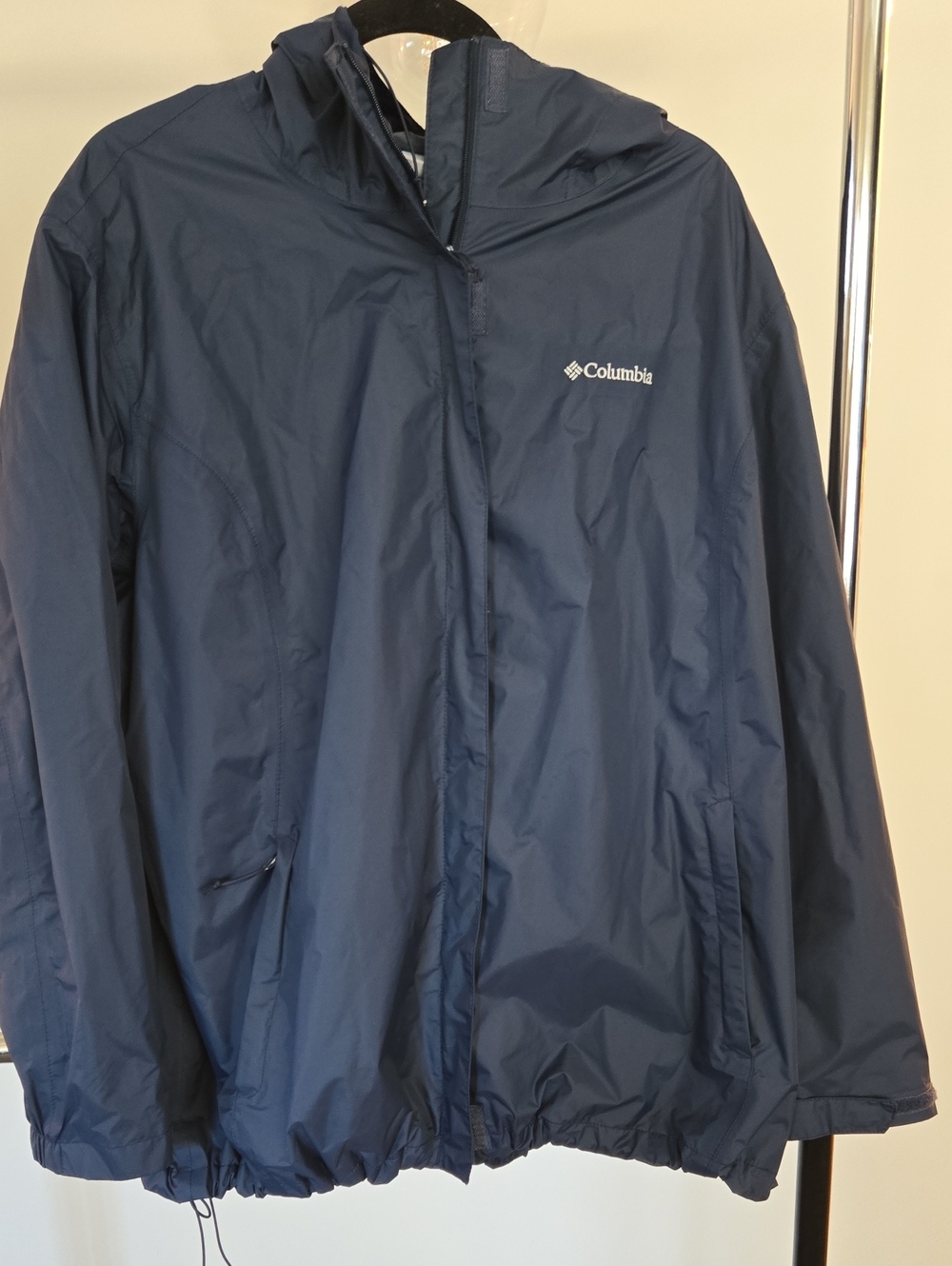 Columbia Womens Navy Hooded Rain Coay Size 3x